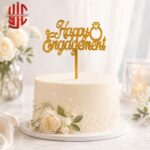 Acrylic Happy Engagement Golden Topper