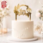 Acrylic Happy Birthday Leaves Gate Golden Topper