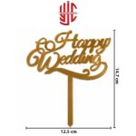 Acrylic Happy Wedding Golden Topper - Image 2