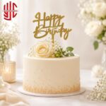 Acrylic Happy Birthday Golden Topper