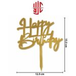 Acrylic Happy Birthday Golden Topper - Image 2