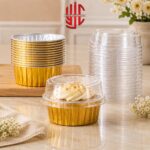Aluminium Gold Cupcake Liners With Lid 10 Pieces Pack