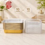 Aluminium Gold Loaf Pan Liners With Lid 10 Pieces Pack - Image 2