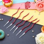 Dark Red Color Curvy Cake Candles 6 Pieces Set