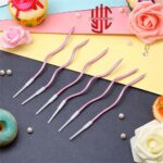 Lite Pink Color Curvy Cake Candles 6 Pieces Set