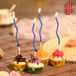 Blue Color Curvy Cake Candles 6 Pieces Set - Image 2