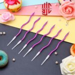 Dark Purple Color Curvy Cake Candles 6 Pieces Set