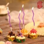Dark Purple Color Curvy Cake Candles 6 Pieces Set - Image 2