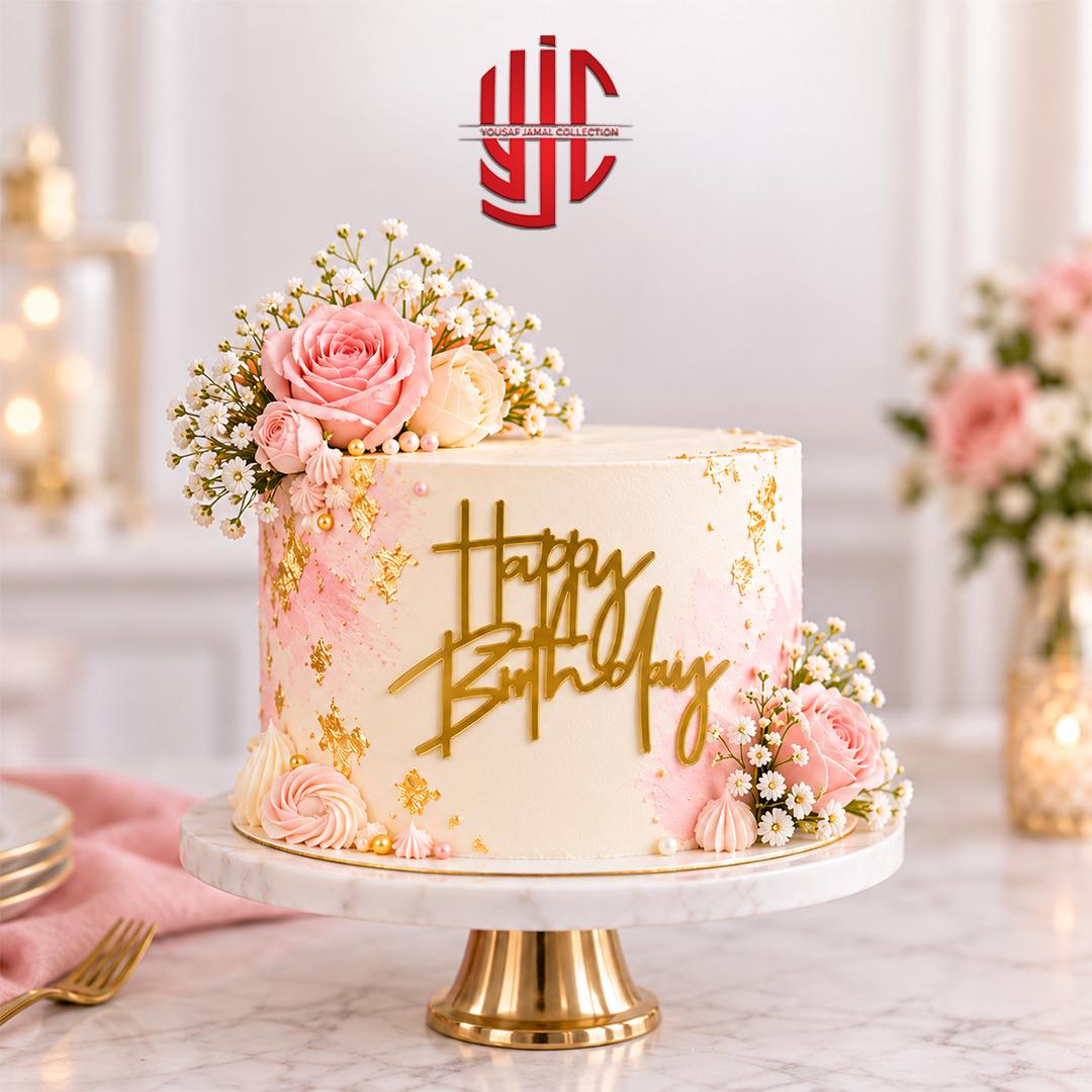 yjc-DCTP-158-1 Acrylic Happy Birthday Tags 5 Pcs Pack - Image 1