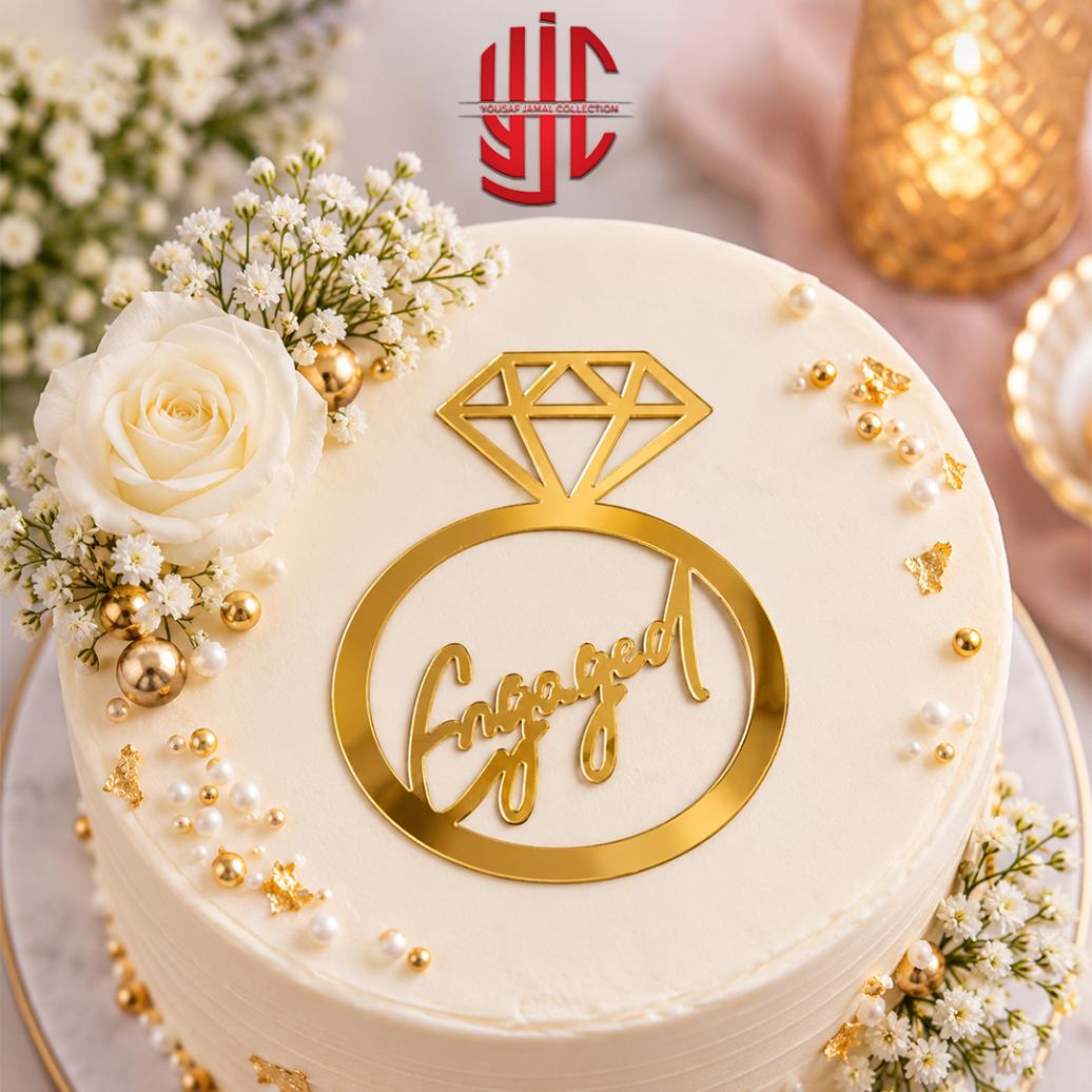 yjc-DCTP-168-1 Acrylic Engaged Ring Topper Tags 5 Pcs Pack - Image 1