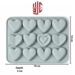 Silicon Various Shapes Big Hearts Mold 12 Cavity - Image 2