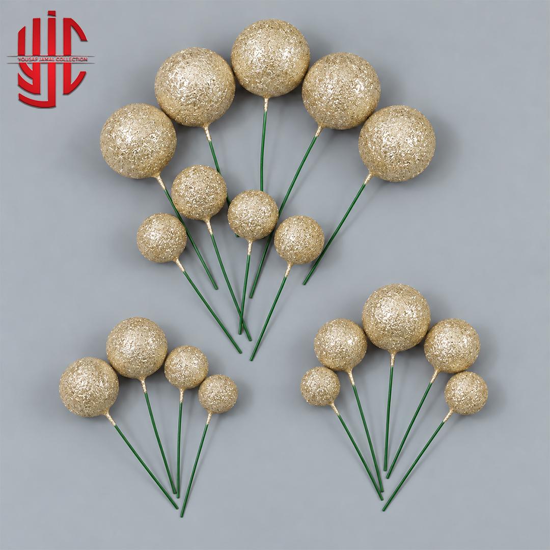 yjc-DCBL-086-1 Glitter Lite Golden Faux Balls 20 Pcs Pack - Image 1