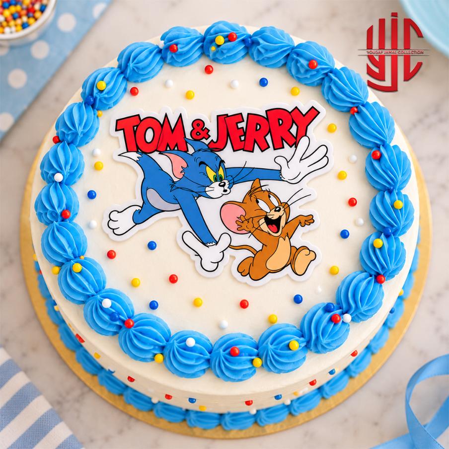 yjc-DCTP-190-1 Tom & Jerry Theme Paper Cake Topper 10 Pieces Set - Image 1