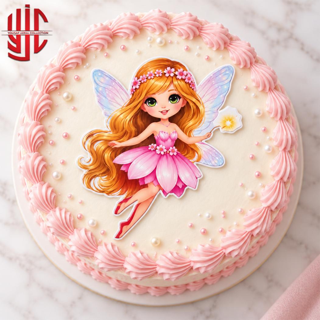 yjc-DCTP-192-1 Pink Fairy Theme Paper Cake Topper 10 Pieces Set - Image 1