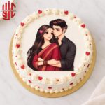 Couple Hug Theme Paper Cake Topper 10 Pieces Set
