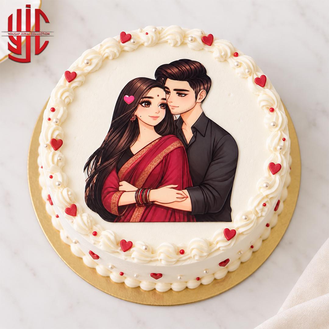 yjc-DCTP-193-1 Couple Hug Theme Paper Cake Topper 10 Pieces Set - Image 1