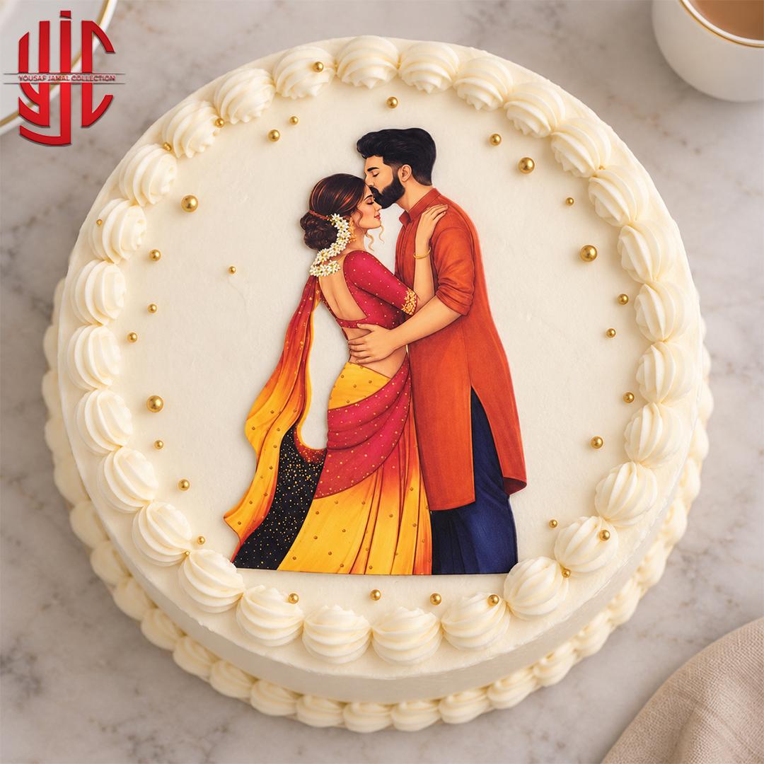 yjc-DCTP-194-1 Couple Standing Theme Paper Cake Topper 10 Pieces Set - Image 1