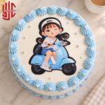 Scooty Girl Theme Paper Cake Topper 10 Pieces Set
