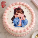 Selfie Girl Theme Paper Cake Topper 10 Pieces Set
