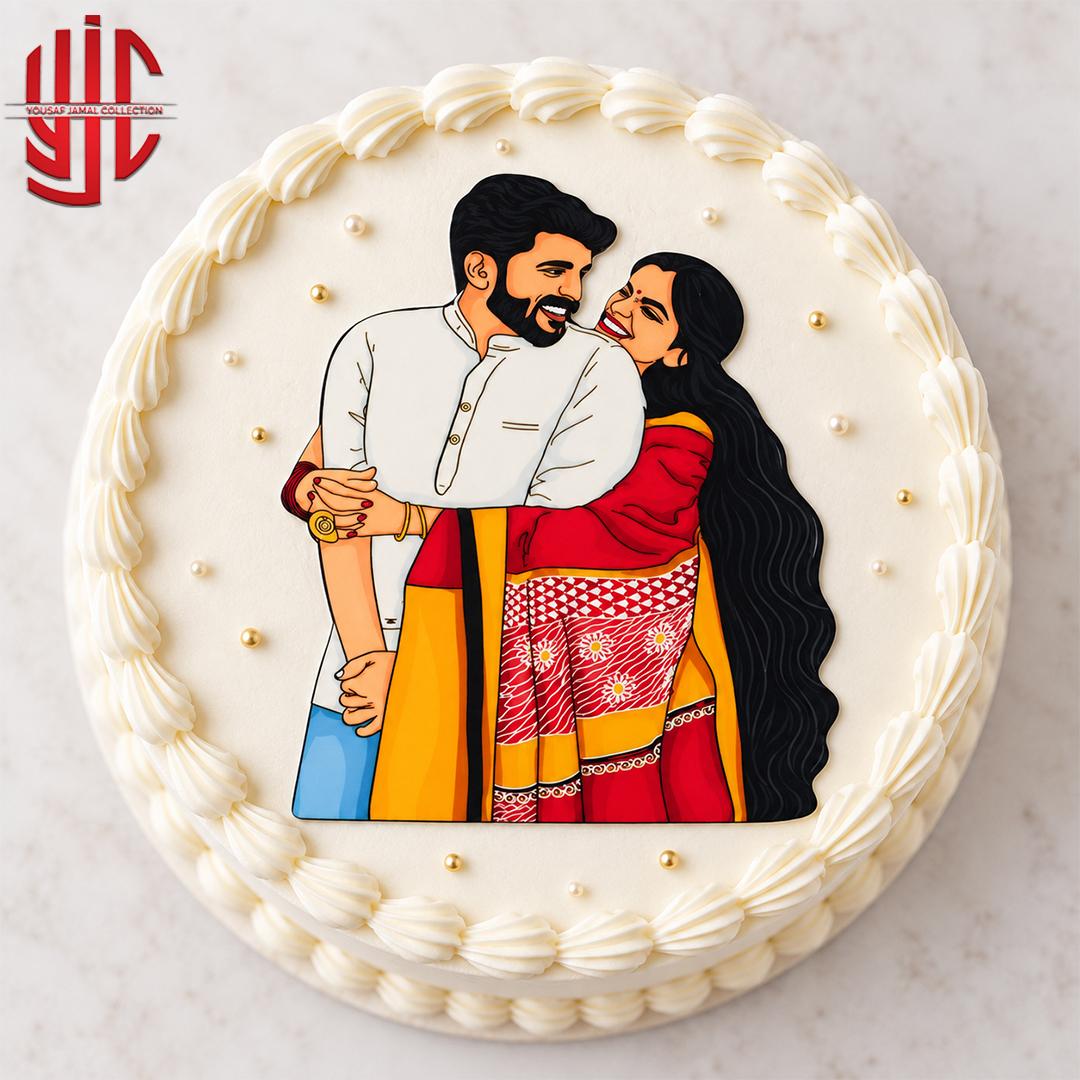 yjc-DCTP-198-1 Back Hug Couple Theme Paper Cake Topper 10 Pieces Set - Image 1