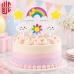 Rainbow Theme Paper Cake Topper 6 Pieces Set