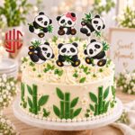 Panda Theme Paper Cake Topper 6 Pieces Set