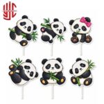 Panda Theme Paper Cake Topper 6 Pieces Set - Image 2