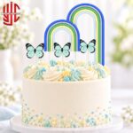 Rainbow Butterfly Theme Paper Cake Topper 5 Pieces Set