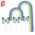 Rainbow Butterfly Theme Paper Cake Topper 5 Pieces Set - Image 2