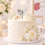 Acrylic Ivory Butterfly Silver Topper 4 Pcs Set