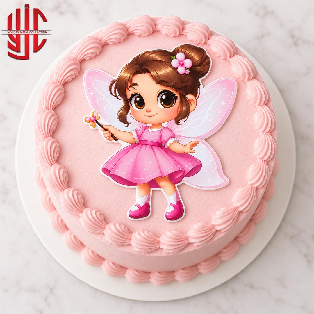 yjc-DCTP-209-1 Pink Fairy Theme Paper Cake Topper 10 Pieces Set - Image 1