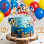 Sonic Happy Birthday Theme Paper Cake Topper 5 Pieces Set