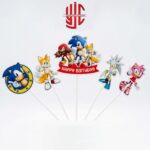 Sonic Happy Birthday Theme Paper Cake Topper 5 Pieces Set - Image 2