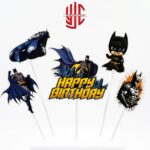 Batman Happy Birthday Theme Paper Cake Topper 5 Pieces Set - Image 2