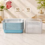 Aluminium Sky Blue Loaf Pan Liners With Lid 10 Pieces Pack - Image 2