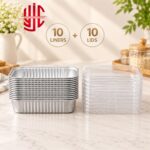 Aluminium Silver Loaf Pan Liners With Lid 10 Pieces Pack - Image 2