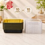 Aluminium Black Loaf Pan Liners With Lid 10 Pieces Pack - Image 2