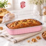 Aluminium Pink Loaf Pan Liners With Lid 10 Pieces Pack
