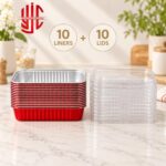 Aluminium Red Loaf Pan Liners With Lid 10 Pieces Pack - Image 2