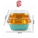 Sea Green Foil Square Cupcake Liners With Lid 10 Pieces Pack - Image 3