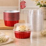 Aluminium Red Cupcake Liners With Lid 10 Pieces Pack