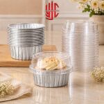 Aluminium Silver Cupcake Liners With Lid 10 Pieces Pack