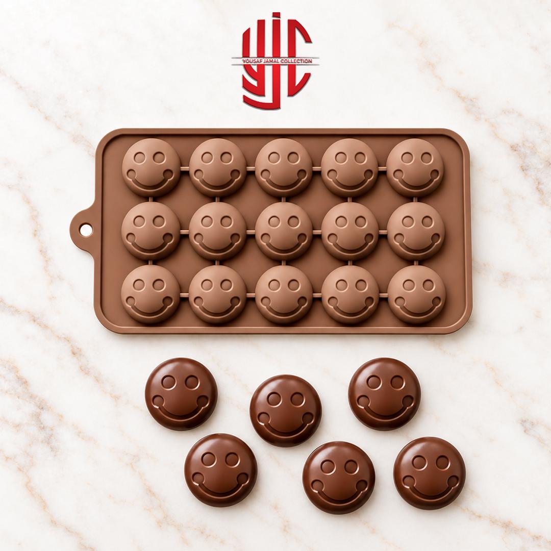 yjc-PLMO-236-1 Silicon Chocolate Smile Emoji Mold 15 Cavity - Image 1