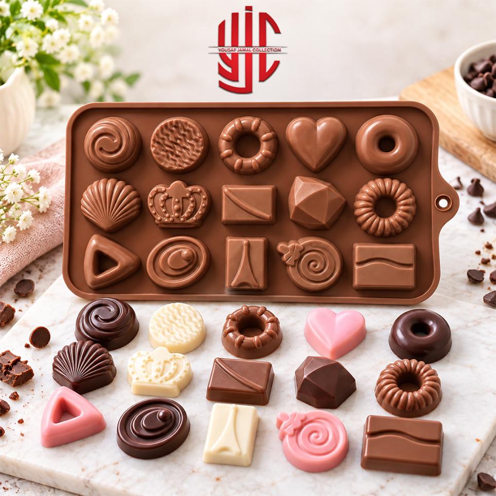 yjc-PLMO-240-1 Silicon Chocolate Various Candies Mold 15 Cavity - Image 1